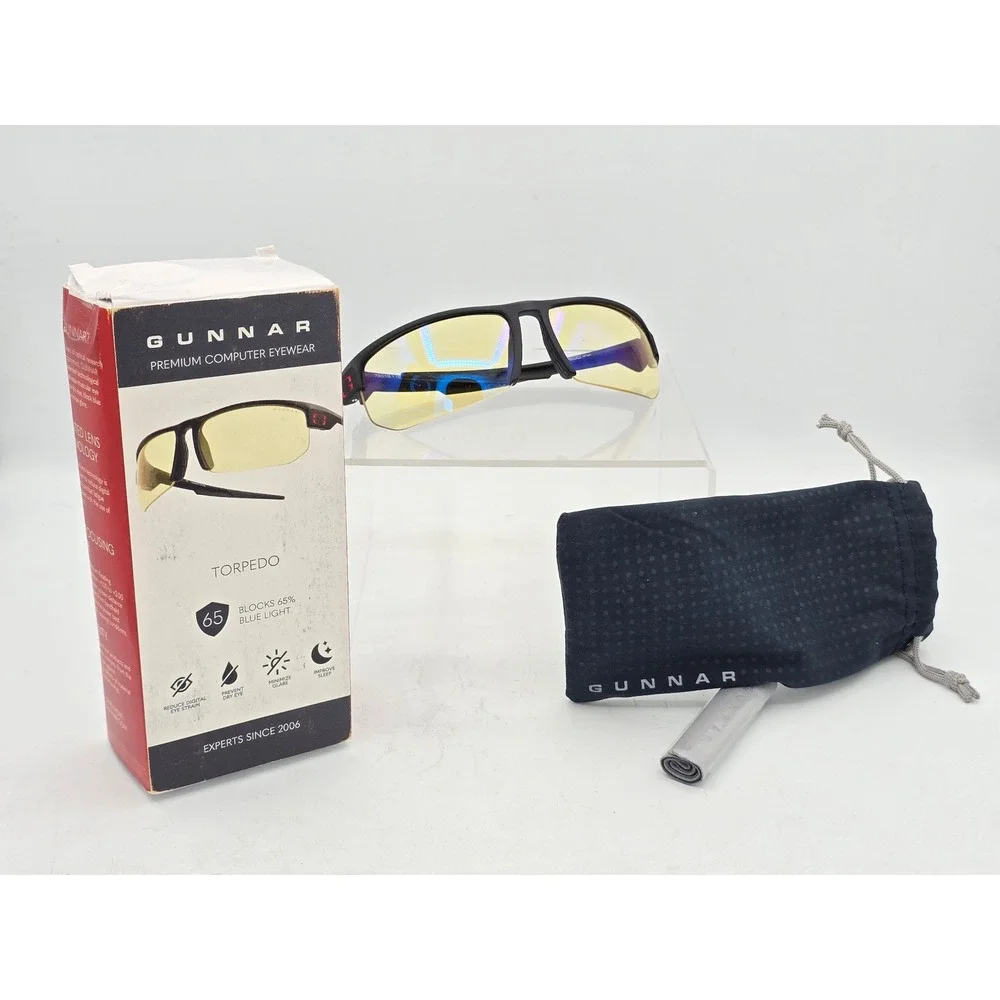 Gunnar Torpedo Gaming Glasses Unisex One Size Onyx Amber Blue Light - Excellent